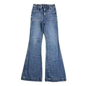 American Eagle Next Level Stretch Flare Jeans Womens 2 (24x29) Bell Bottom Retro